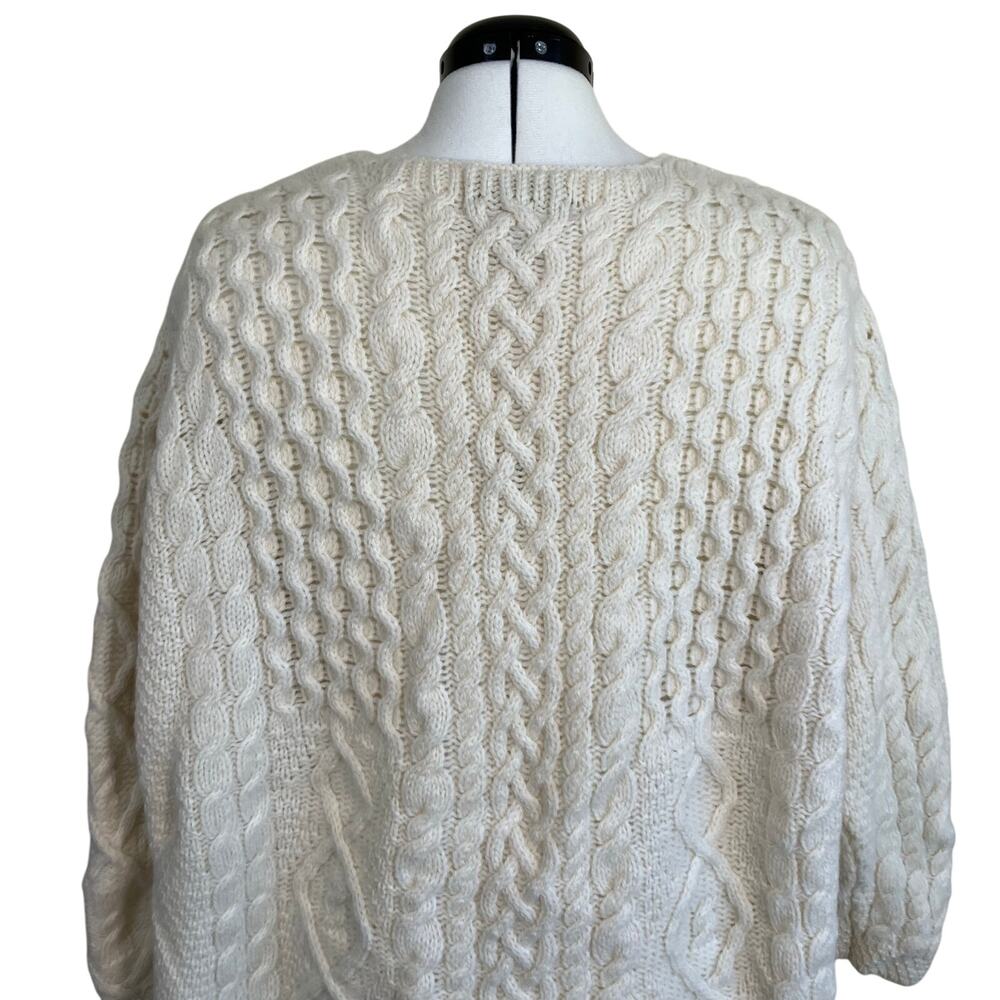 Aran Crafts XXL Vintage Cream Cable Knit Fisherman Cardigan Button-front Pockets - Picture 10 of 16